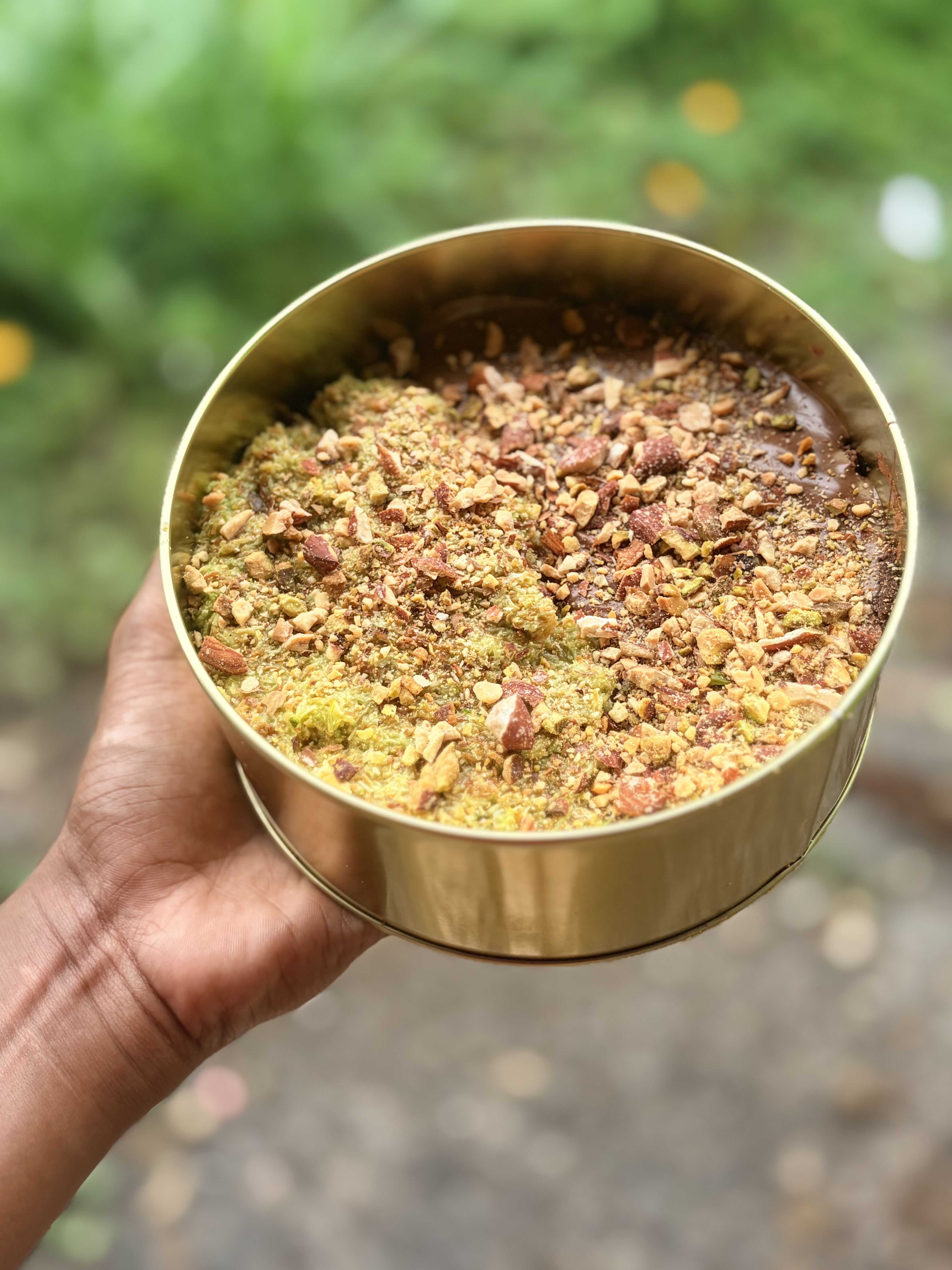 Kunafa and milk delight with roasted nuts